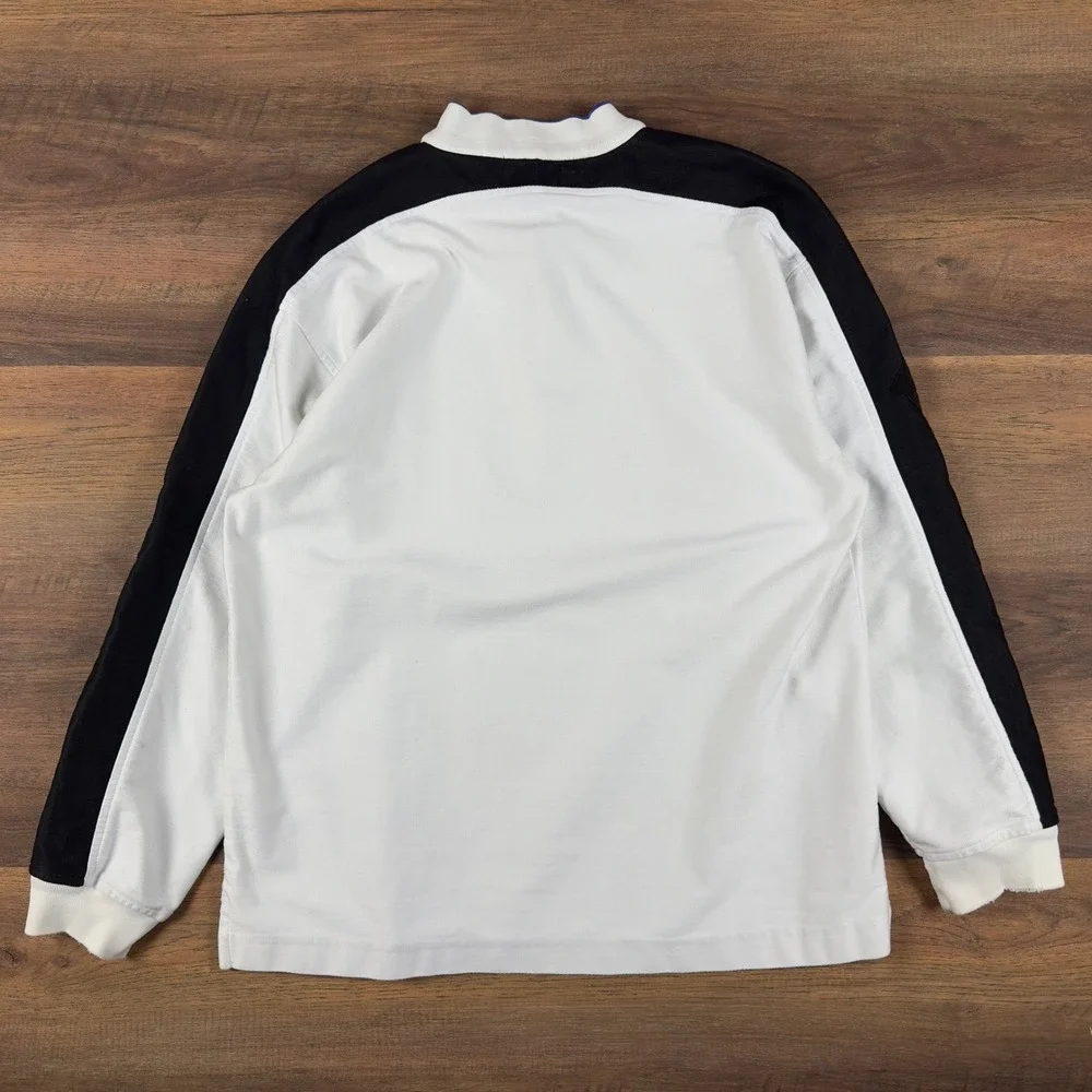 Vintage Tommy Hilfiger Quarter Zip Pullover White Black Stripe Mens XL 90s Sport